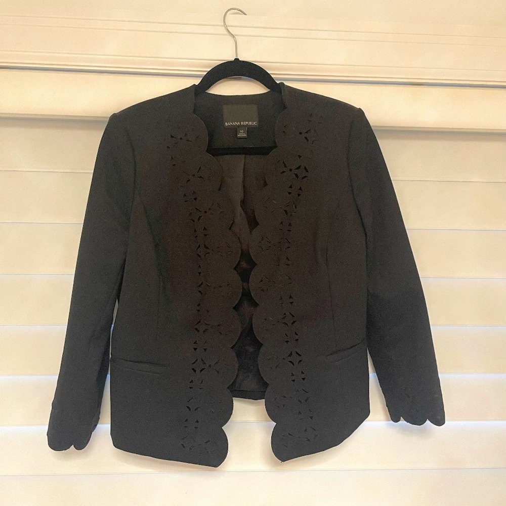 J. Crew Blazer w/ Laser Cut Details - Black - Size 10
